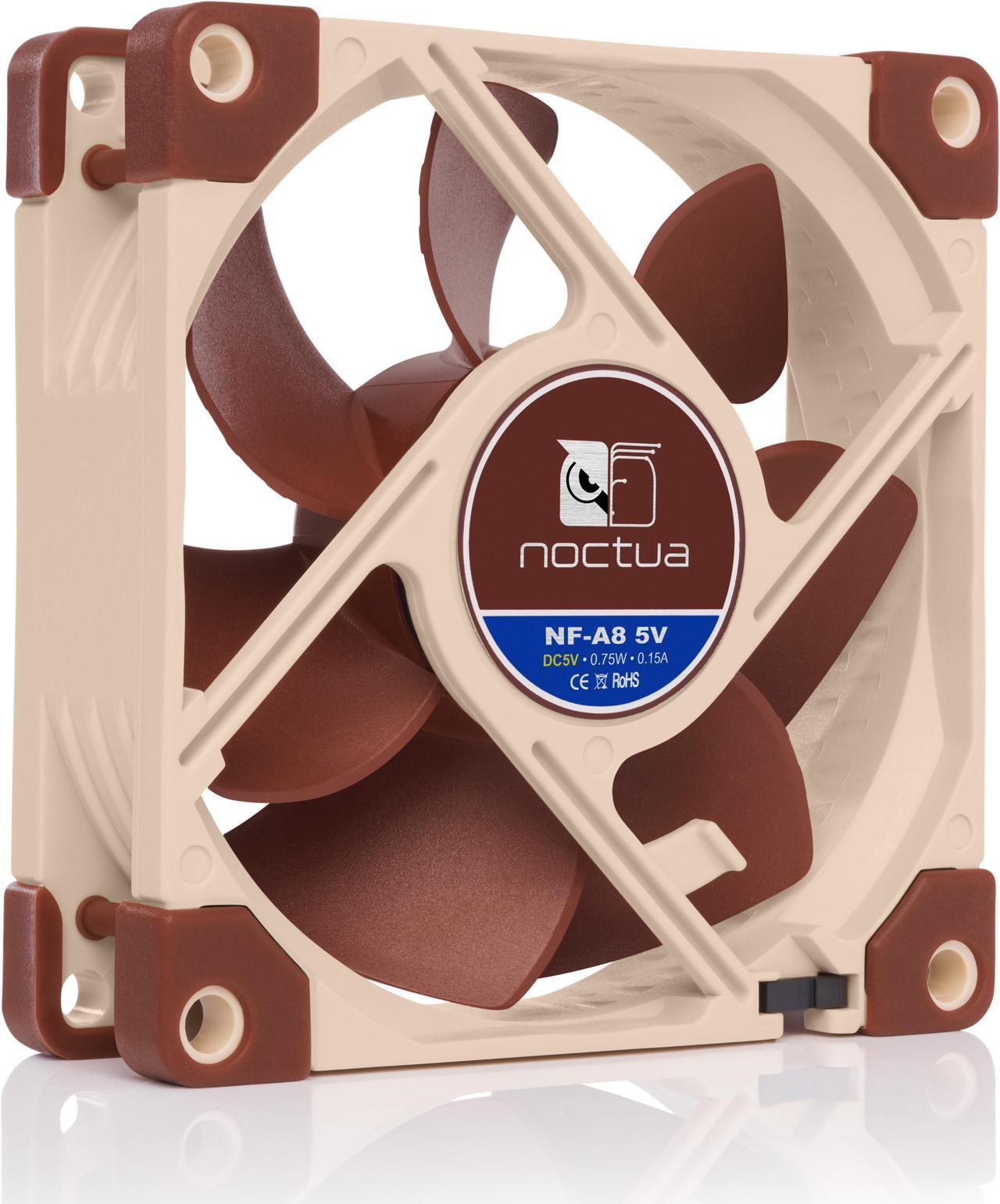 Alt view image 3 of 7 - Noctua NF-A8 5V, Premium Quiet Fan with USB Power Adaptor Cable, 3-Pin, 5V Version (80mm, Brown)