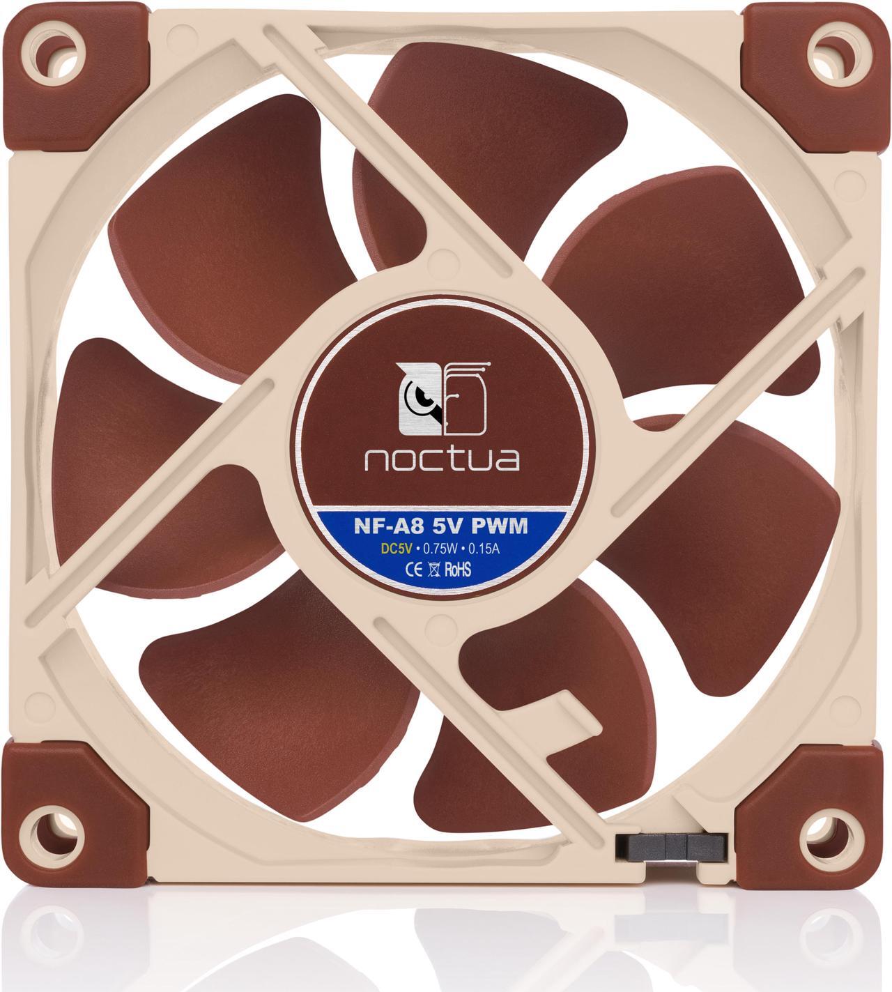 Alt view image 5 of 7 - Noctua NF-A8 5V, Premium Quiet Fan with USB Power Adaptor Cable, 3-Pin, 5V Version (80mm, Brown)