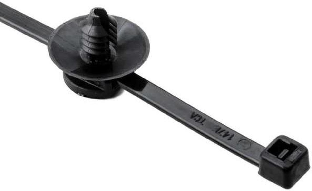 Alt view image 2 of 2 - HellermannTyton 150-55850 2-Piece Cable Tie/Fir Tree Mount, 6.0"L, .17"–.20" Mounting Hole Diameter, PA66HS, Black,