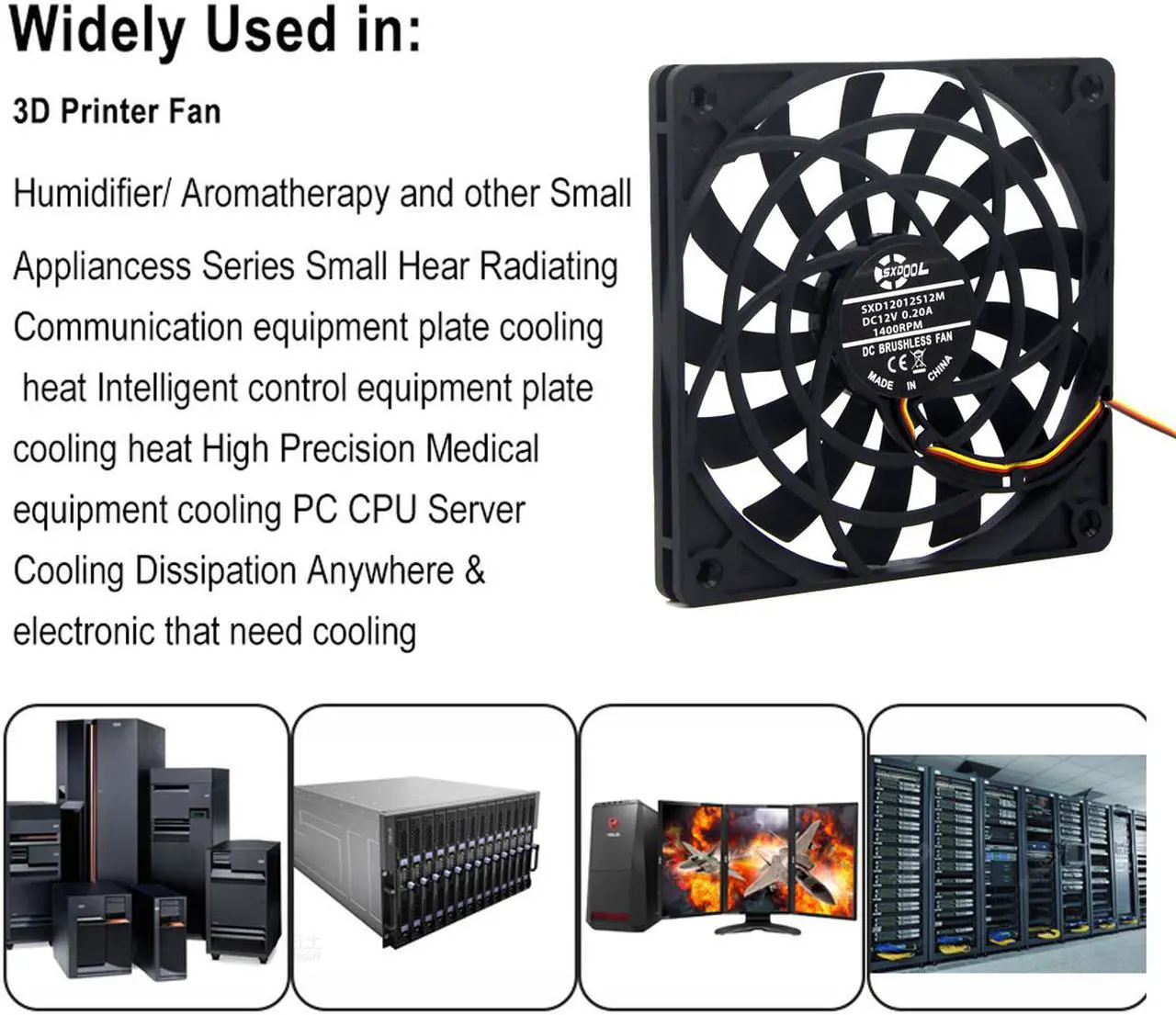 Alt view image 7 of 7 - NEW 120mm slim fan 12012 0.19A 12MM thick slim chassis cpu cooling fan high quality silent cooler