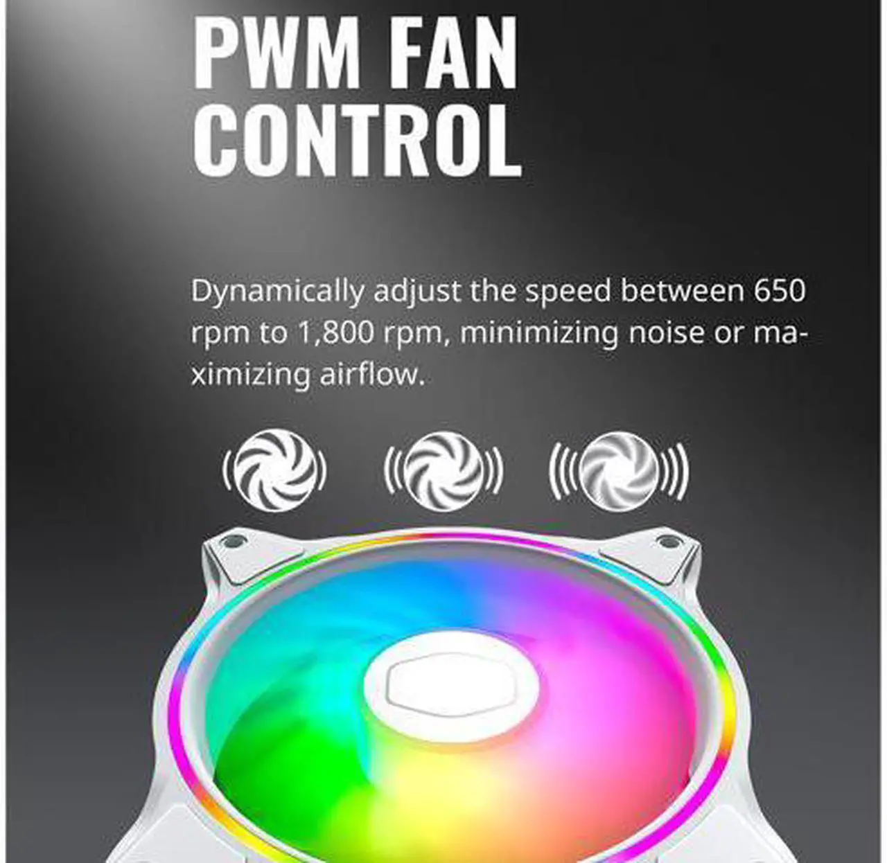 Alt view image 6 of 7 - MasterFan MF120 Halo White Edition Cooler Master Duo-Ring Addressable RGB Lighting 120mm 3 Pack w/ 24 Independently-Controlled LEDS, Absorbing Rubber Pads, PWM Static Pressure for Computer Case