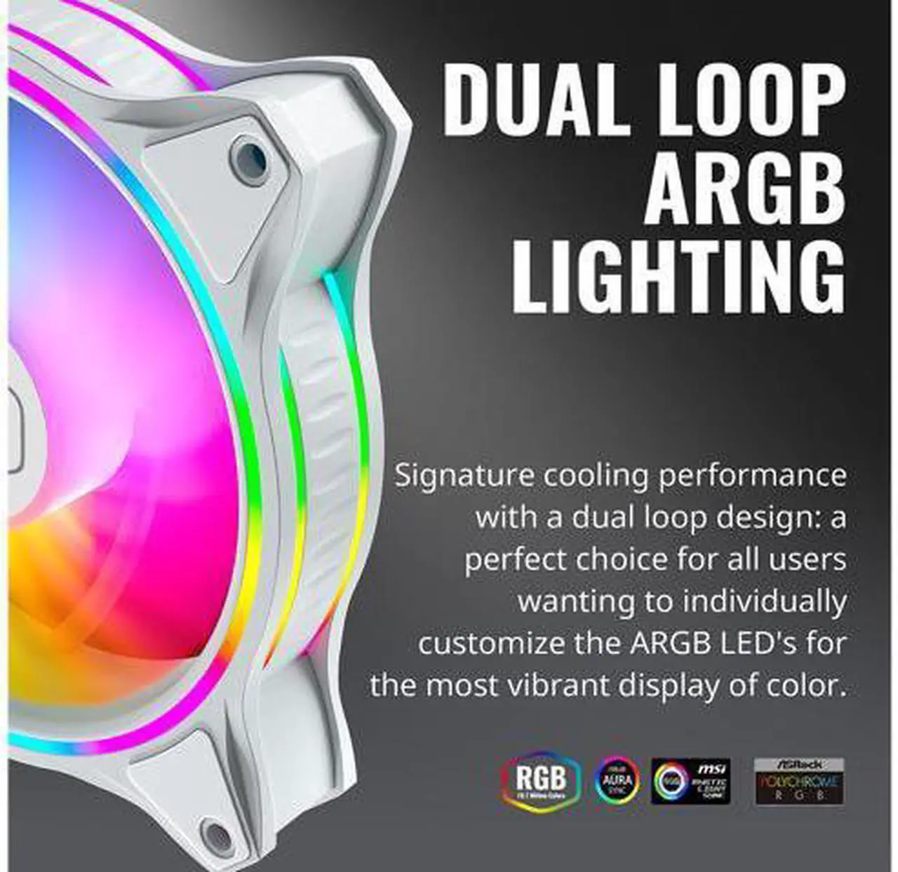 Alt view image 5 of 7 - MasterFan MF120 Halo White Edition Cooler Master Duo-Ring Addressable RGB Lighting 120mm 3 Pack w/ 24 Independently-Controlled LEDS, Absorbing Rubber Pads, PWM Static Pressure for Computer Case