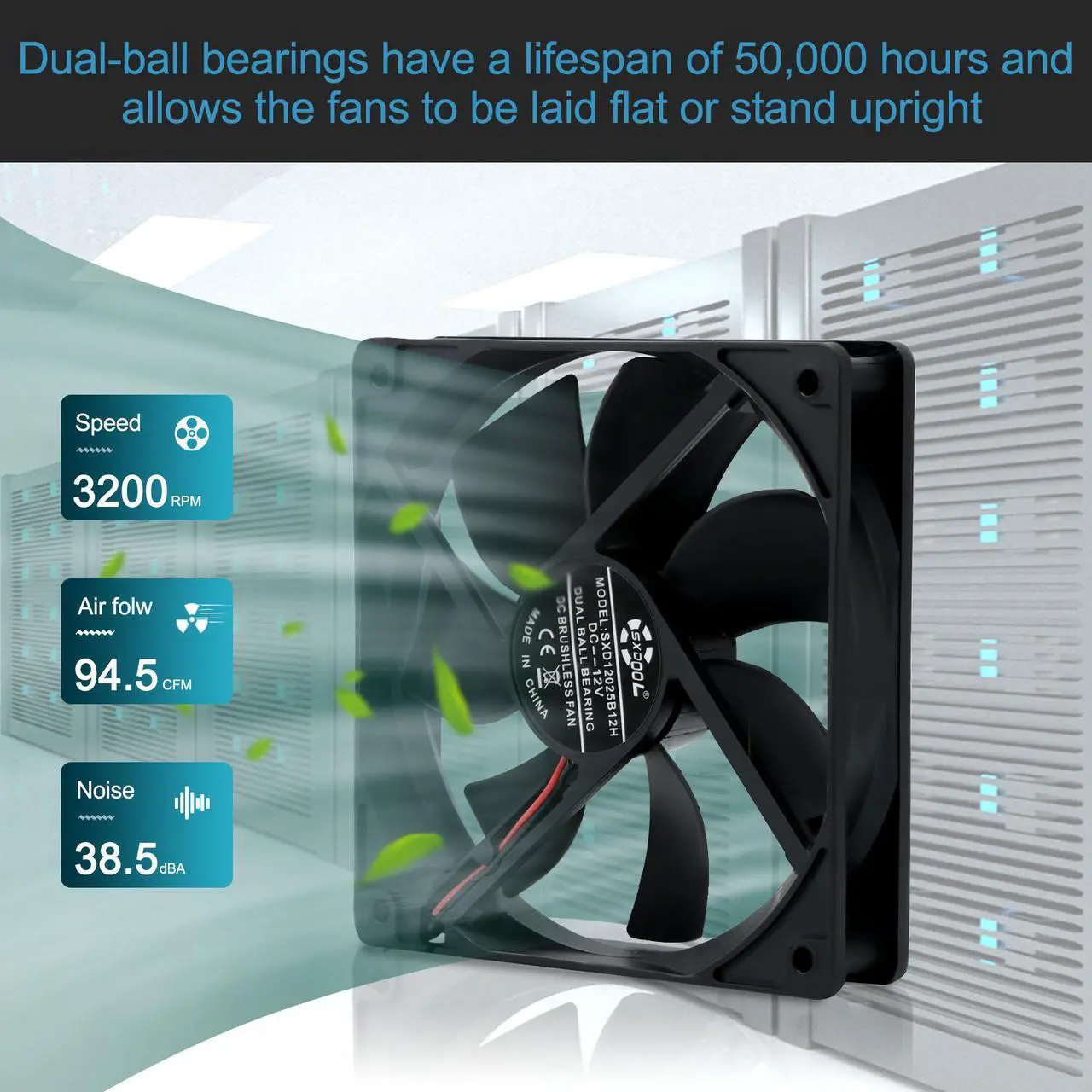 Alt view image 6 of 7 - NEW 120mm High Speed Cooling Fan 120X120X25mm AC 110V 220V to 3V - 12V 2A with Speed Controller ,for Router Grow Tent Home Plant SXDOOL SXD12025B12H Daul Ball Bearing