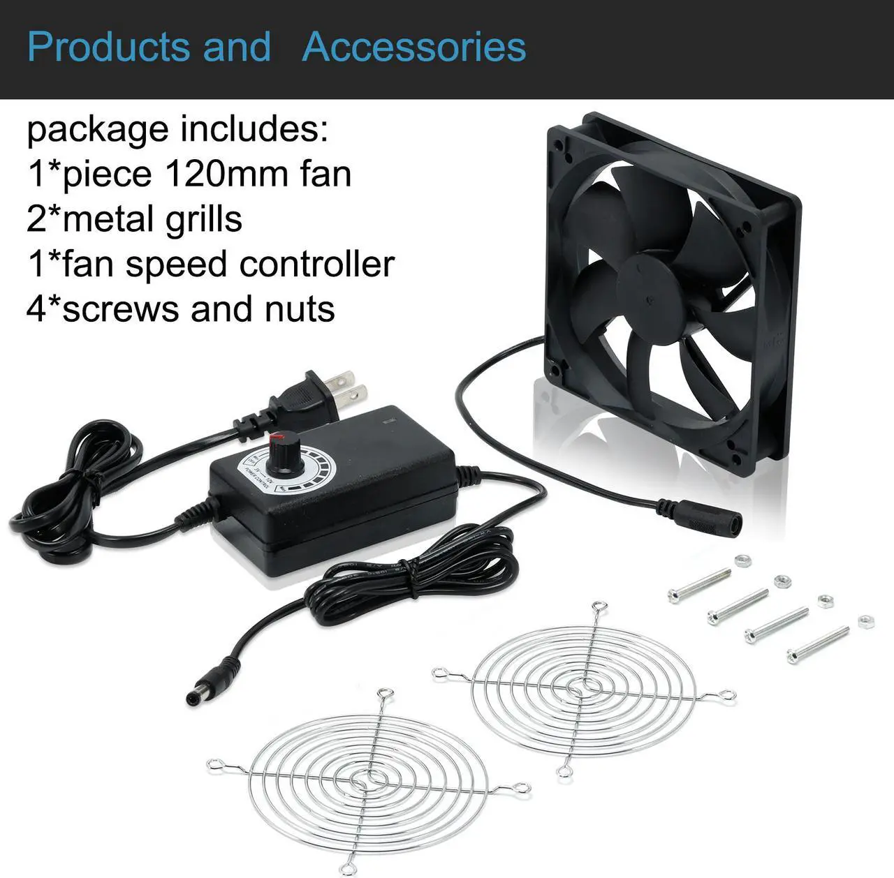 Alt view image 8 of 7 - NEW 120mm High Speed Cooling Fan 120X120X25mm AC 110V 220V to 3V - 12V 2A with Speed Controller ,for Router Grow Tent Home Plant SXDOOL SXD12025B12H Daul Ball Bearing