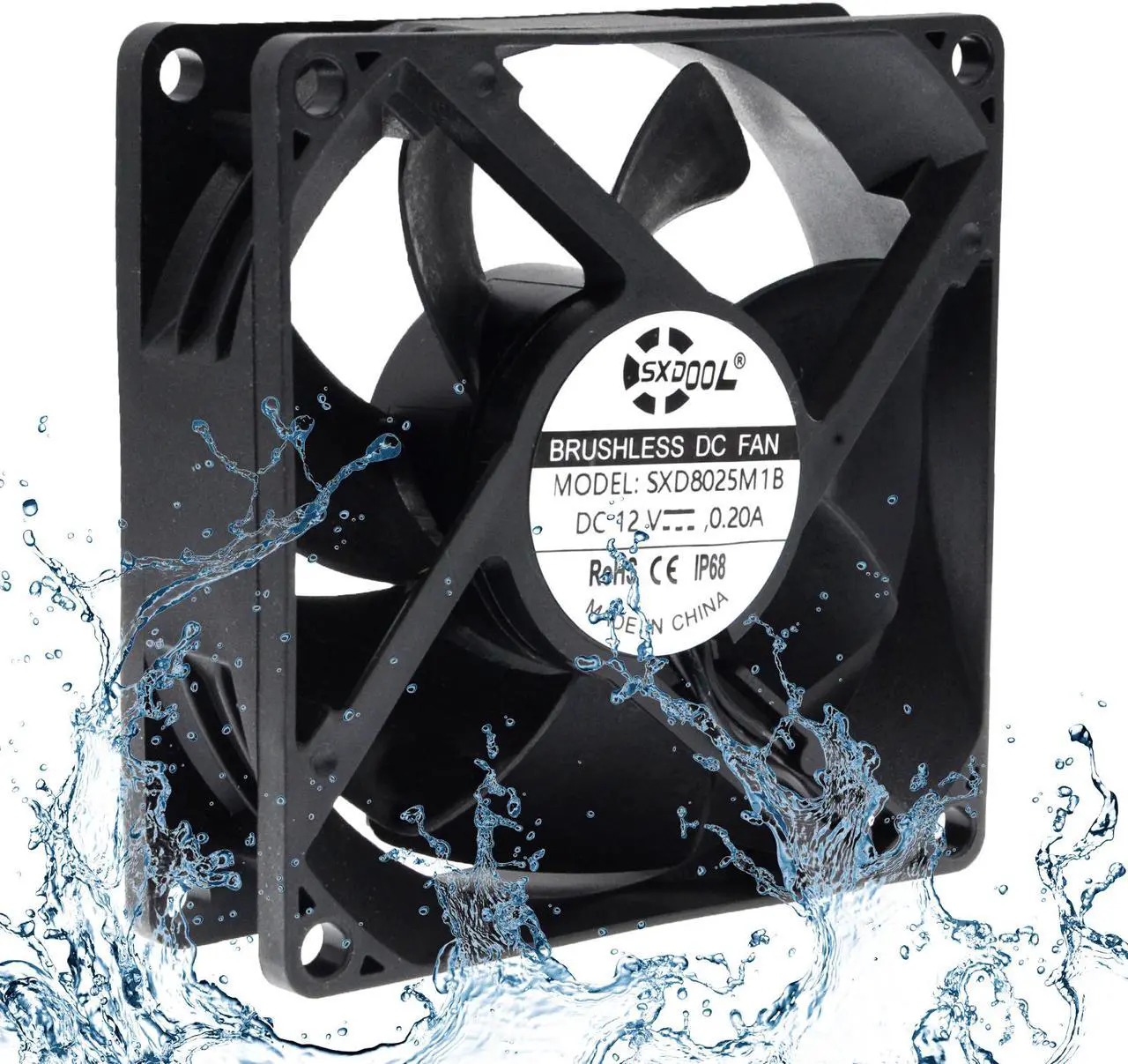 Main image of SXDOOL SXD8025M12B IP68 80mm 8cm Waterproof Dustproof DC 12V Cooling Fan 80X80X25mm Dual Ball Bearing 3-Pin PC Computer Chassis PSU