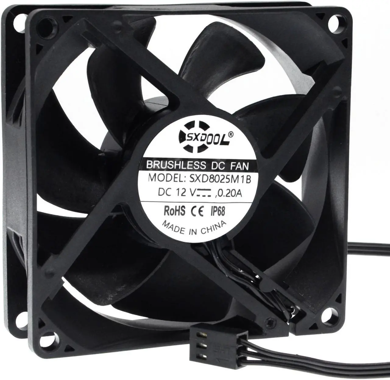 Alt view image 3 of 7 - SXDOOL SXD8025M12B IP68 80mm 8cm Waterproof Dustproof DC 12V Cooling Fan 80X80X25mm Dual Ball Bearing 3-Pin PC Computer Chassis PSU