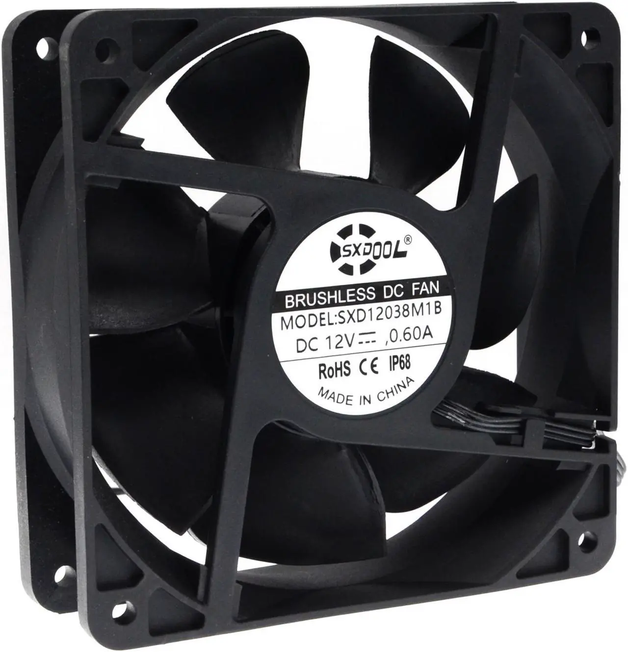 Alt view image 3 of 5 - SXDOOL SXD12038M1B Waterproof 120mm 12cm(120X120X38mm) Cooling Fan DC12V 3600RPM High Airflow ,for Home Bathroom Grow Room Ventilation Vent
