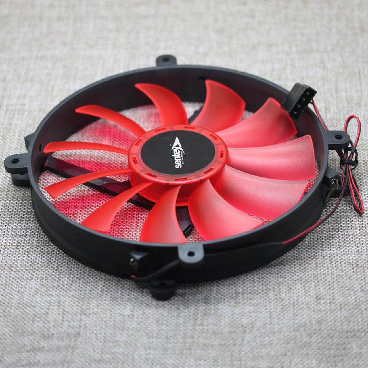 Alt view image 5 of 7 - sentey 20 cm 200mm 20030 computer case fan RED LED desktop case power round cooling fan