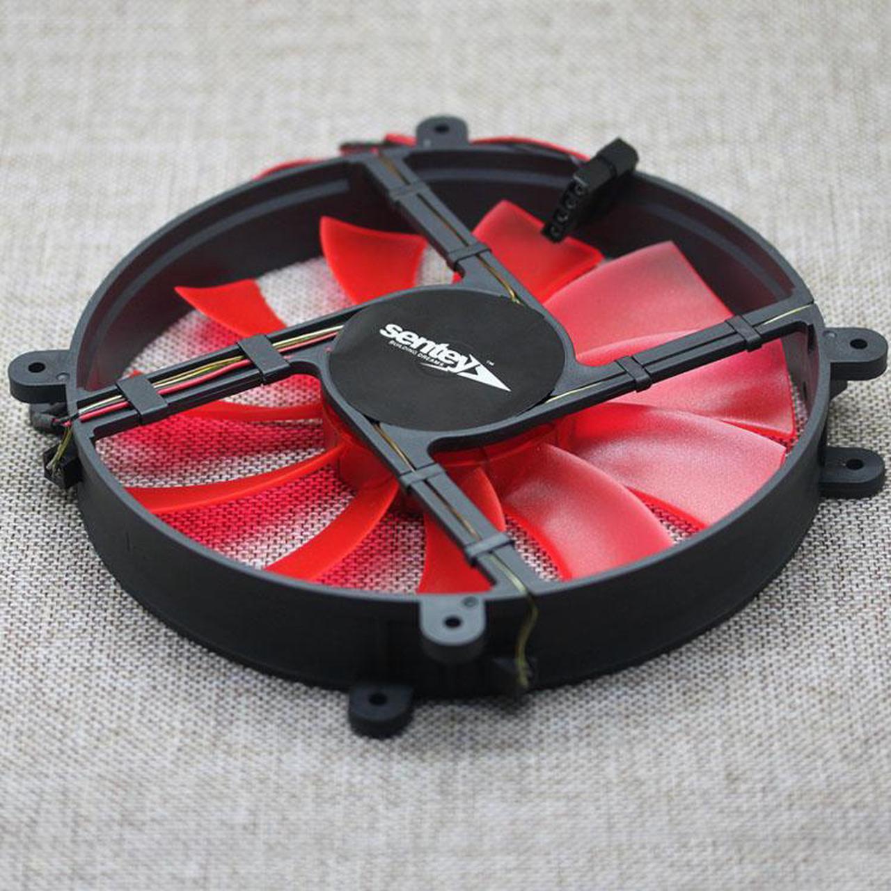 Alt view image 4 of 7 - sentey 20 cm 200mm 20030 computer case fan RED LED desktop case power round cooling fan
