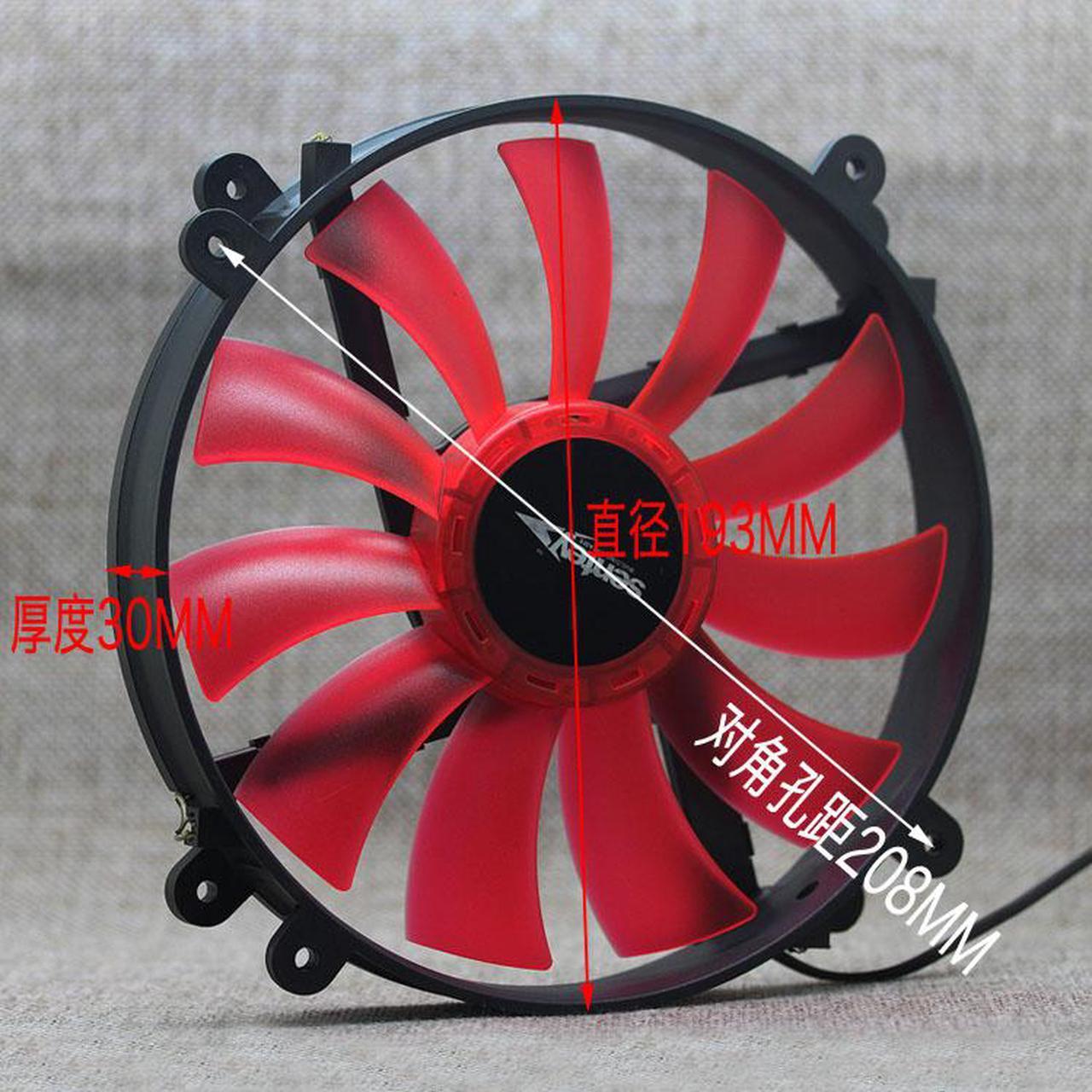 Alt view image 6 of 7 - sentey 20 cm 200mm 20030 computer case fan RED LED desktop case power round cooling fan