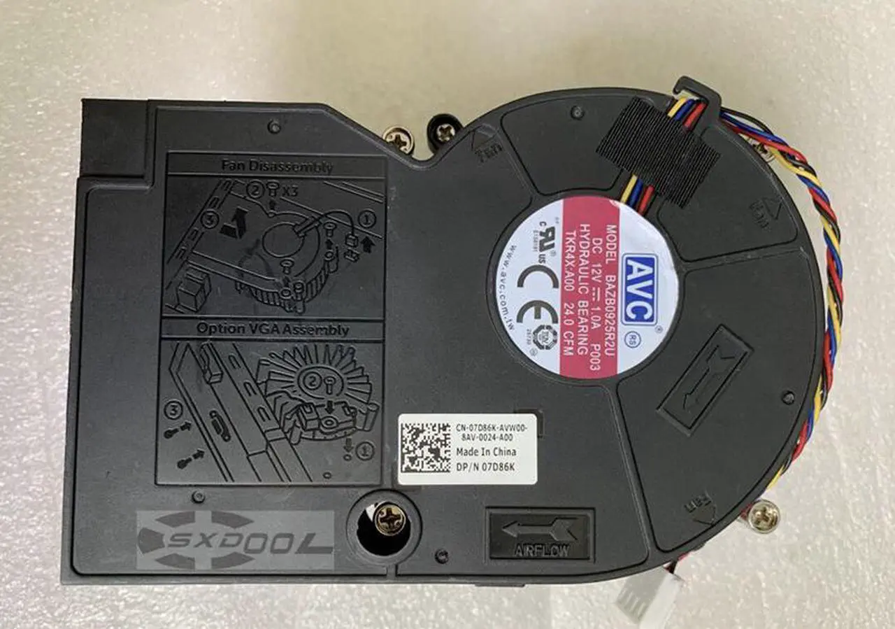 Main image of New original For Dell Optiplex 3050 5050 7050 SFF Desktop Radiator Fan 7D86K AVC BAZB0925R2U DC12V 1.0A 24CFM