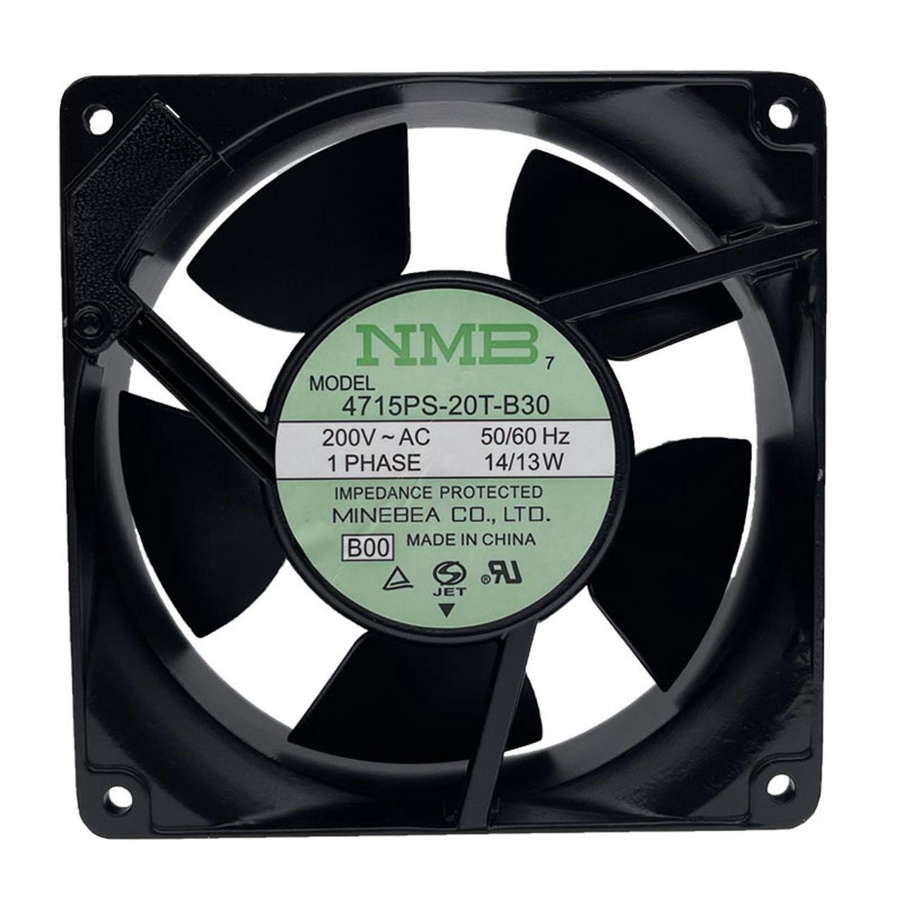 NMB FlowMax 200V AC Cooling Fan – 14W, Model 4715PS-20T-B30, Square Aluminum Fan