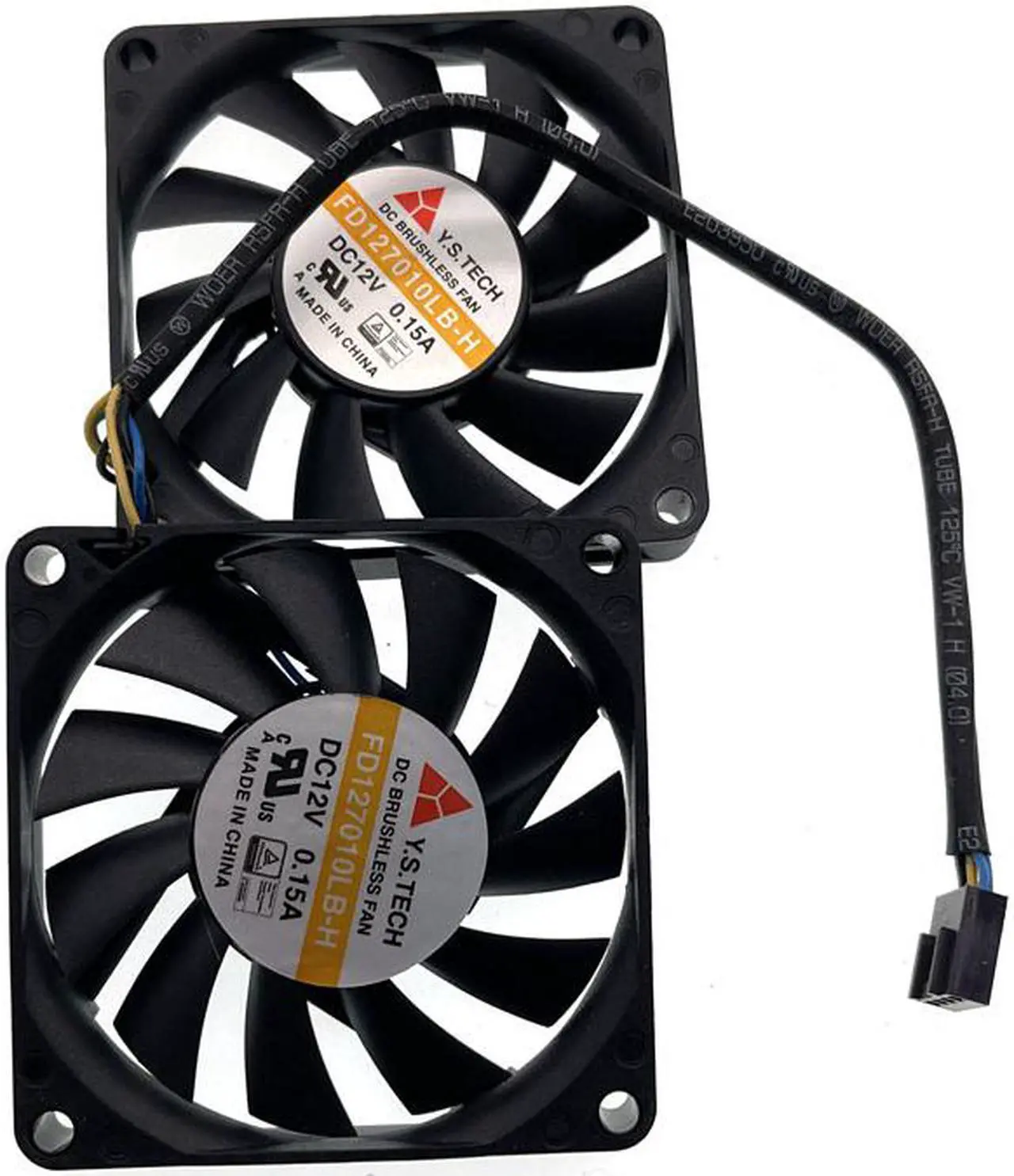 Main image of set of 2 fans For Slim PC Computer Y.S.Tech FD127010LB-H FD127010LB 7010 Slim 70x70x10mm 70mm 7CM 4Pin Ball Bearing Cooling Fan