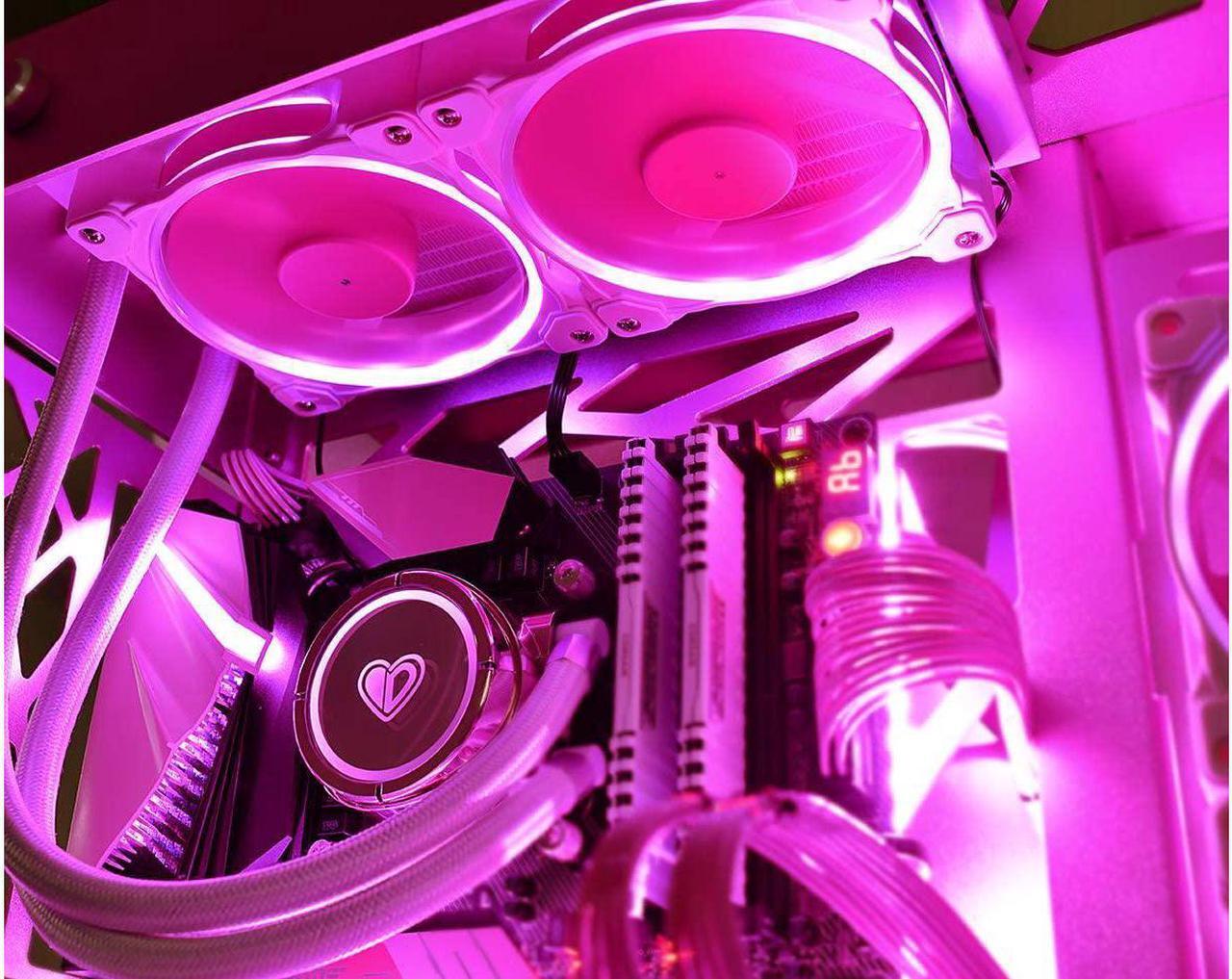 Alt view image 2 of 7 - ID-COOLING PINKFLOW 240 CPU Water Cooler 5V Addressable RGB AIO Cooler 240mm CPU Liquid Cooler 2X120mm RGB Fan, Intel 115X/2066, AMD TR4/AM4 (Remote Controller is Included)