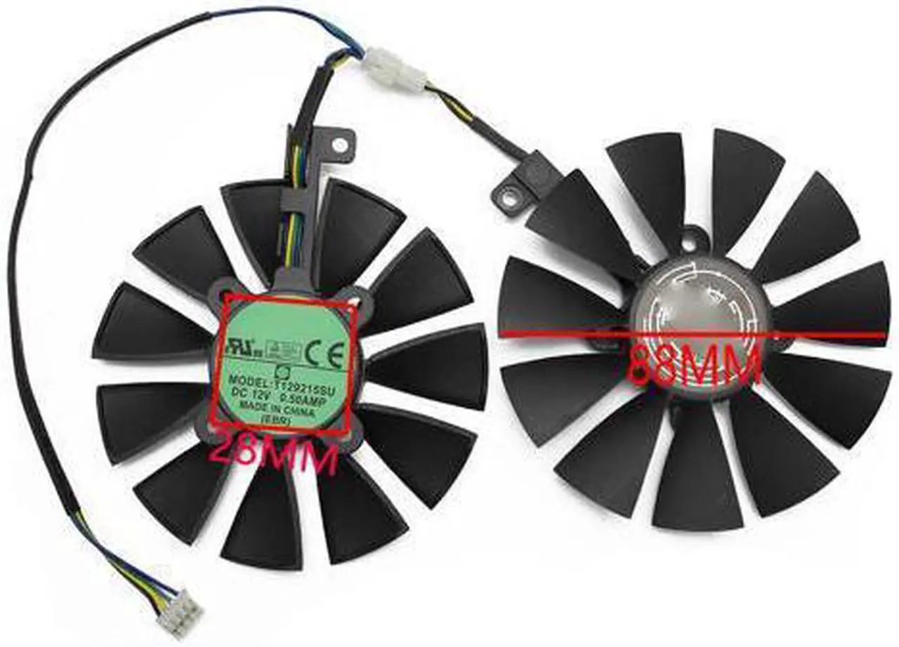 Alt view image 2 of 5 - 88mm T129215SU 0.50A For ASUS GTX1060 1070 Ti RX 470 570 580 Dual OC cooling fan a pair