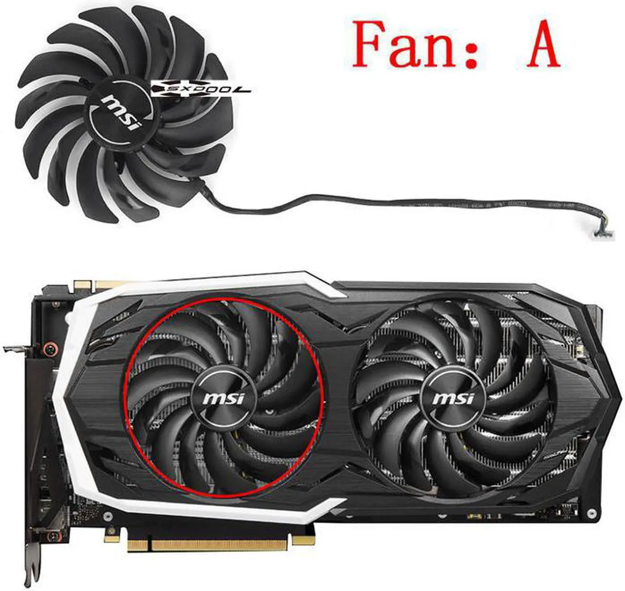 Alt view image 2 of 4 - For MSI GeForce RTX 2070 SUPER ARMOR OC Graphics Card Fan PLD10010B12HH DC12V 95mm