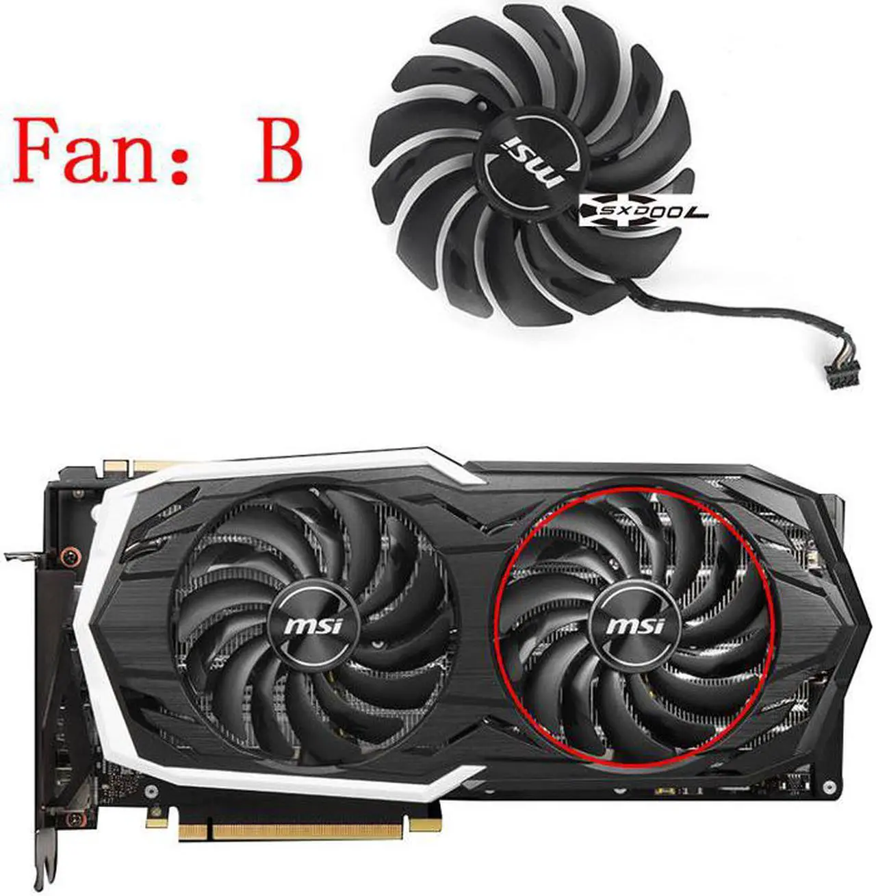 Alt view image 3 of 4 - For MSI GeForce RTX 2070 SUPER ARMOR OC Graphics Card Fan PLD10010B12HH DC12V 95mm