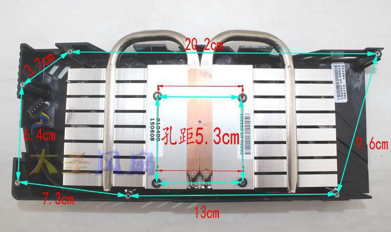 Alt view image 3 of 5 - Original For ASUS GTX960 GTX 1060 graphics card cooler curved fan blade (radiator + fan)