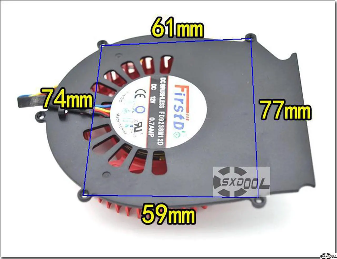 Alt view image 3 of 6 - FirstD FD9238M12D 12V 0.7A VGA fan with black bracket 5 mounting-holes, New ATI turbo graphics card fan PWM ball bearing cooler
