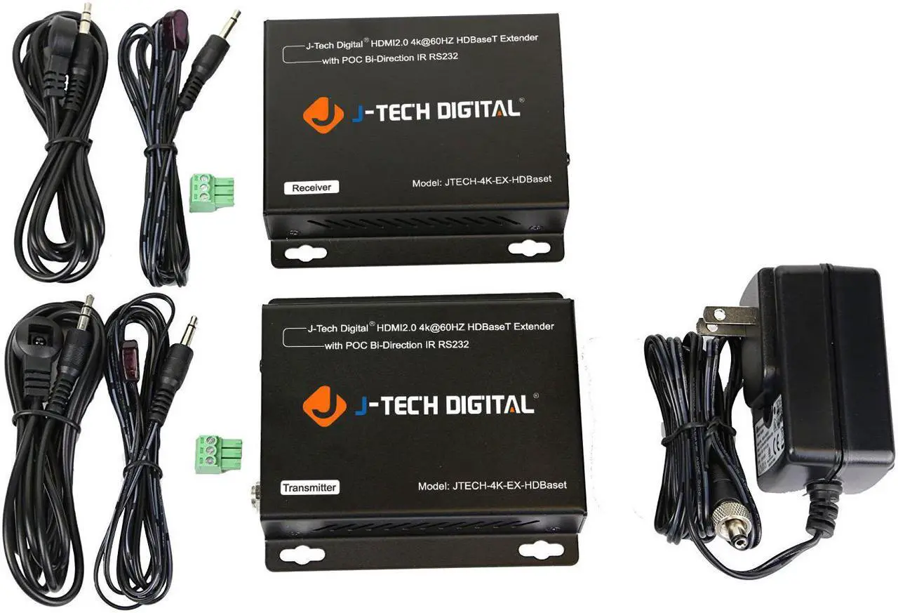 Alt view image 3 of 6 - J-Tech Digital 4K Ultra HD HDBaseT HDMI Extender Over Cat5e/6 Ethernet up to 230ft (1080P) 130ft (4K), Supports HDCP 2.2/1.4, RS232, Bi-Directional IR and PoC