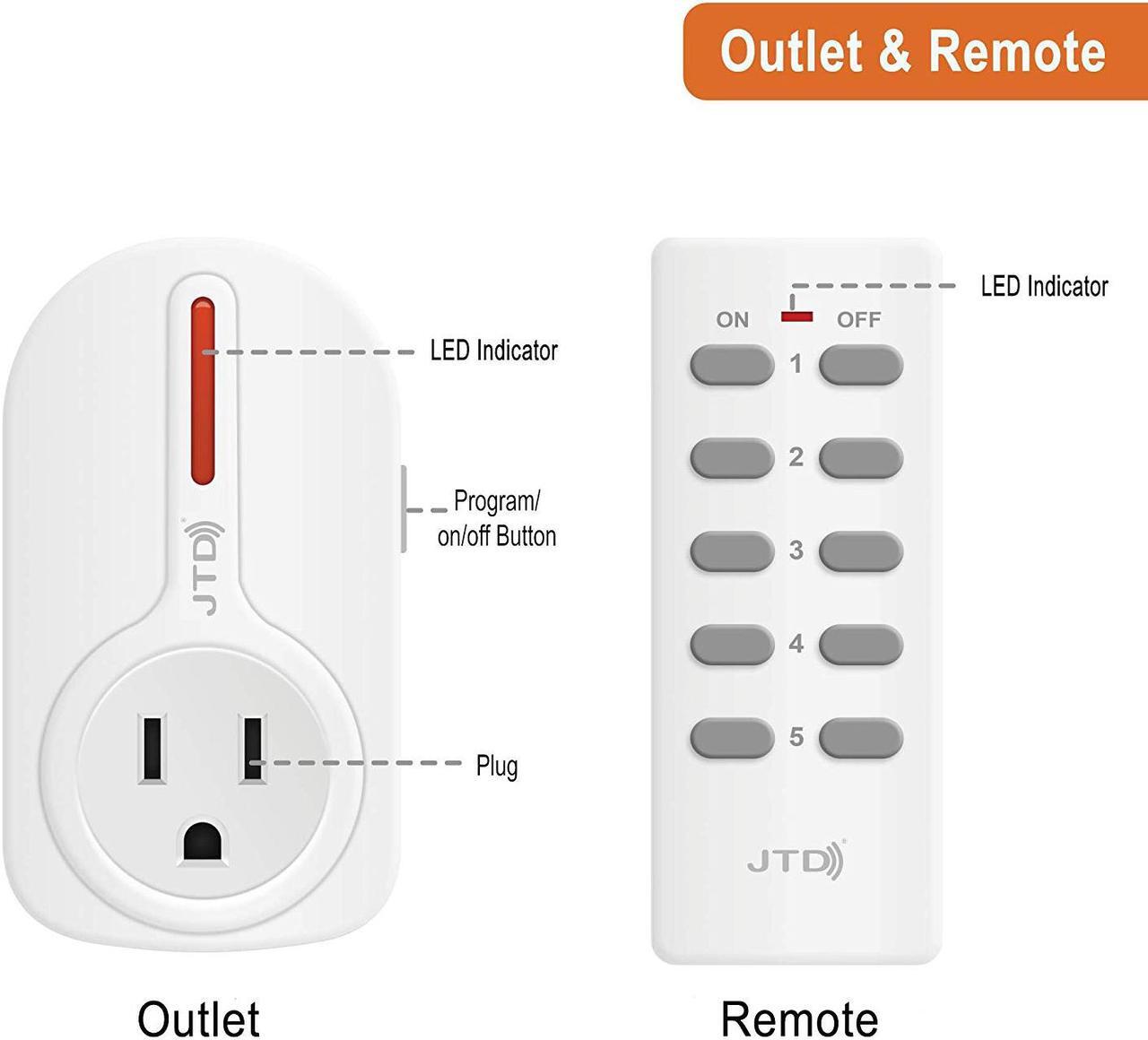 Alt view image 2 of 6 - JTD 5 Pack Remote Control Outlet Switch 3rd Generation Energy Saving Auto-programmable Wireless Electrical Plug Switch for Household Appliances Lighting & Electrical Equipment (JTD-Plug-2nd-5x2)