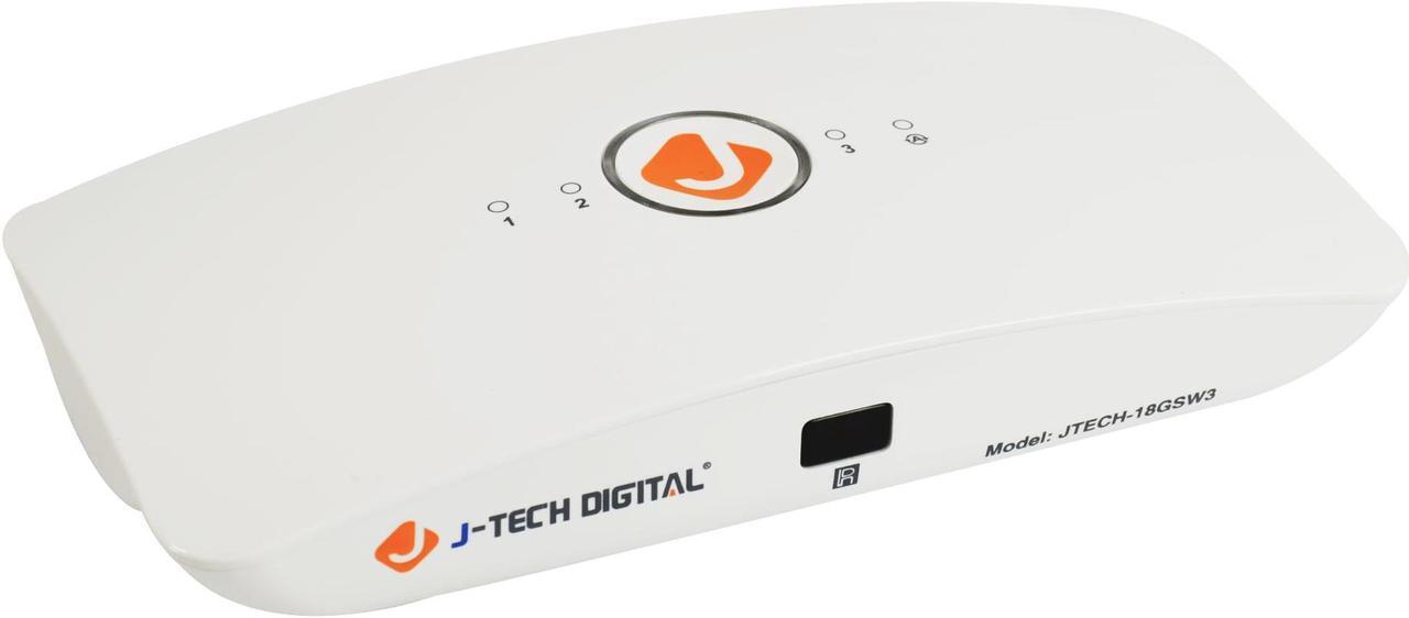 Main image of J-Tech Digital 3x1 HDMI 2.0 Switch HDMI Switch 4K@60Hz, HDCP 2.2, HDR, Dolby Vision, YUV 4:4:4 with Remote Control auto-Switching Function on/Off Control4 Driver Available (3 in 1 Out) [JTECH-18GSW3]