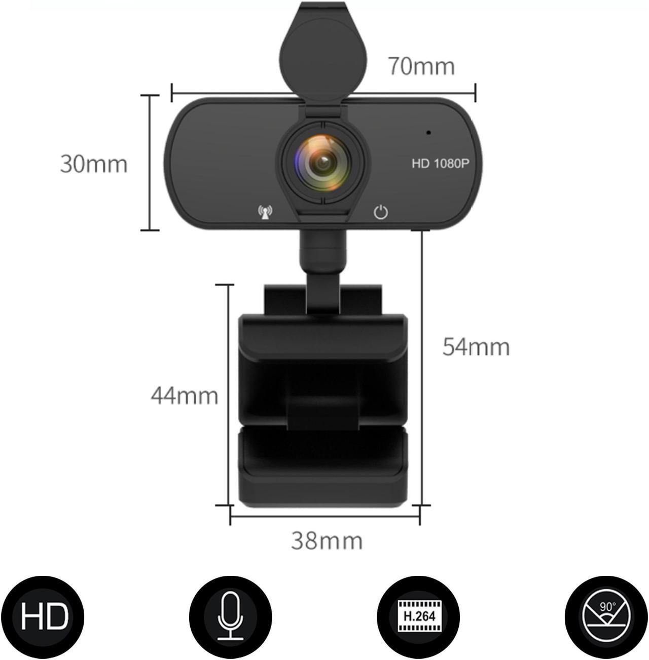 Alt view image 2 of 5 - Webcam with Microphone and Cover 1080p HD USB 2.0/3.0 Wide Angle lens Mounting Clip for Video Calls, zoom, Live Streaming, Recording, Conferencing, Skype, YouTube