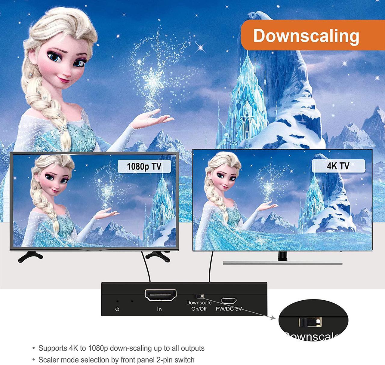 Alt view image 6 of 7 - J-Tech Digital 4K60Hz 1X4 HDMI Splitter Supports Multi-Resolution Output 18GBps (JTECH-4KSP4)