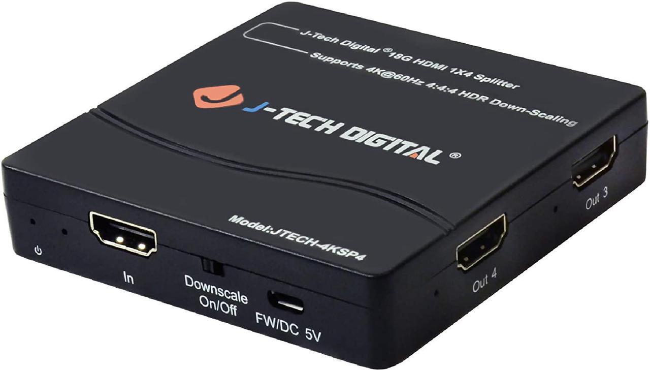 Main image of J-Tech Digital 4K60Hz 1X4 HDMI Splitter Supports Multi-Resolution Output 18GBps (JTECH-4KSP4)