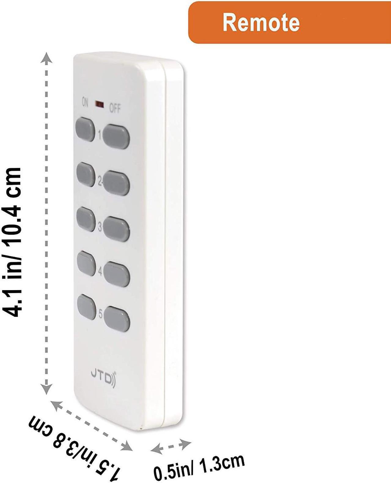 Alt view image 4 of 7 - JTD 5x2 Wireless Remote Control Electrical Outlet Switch Outlet Plug Switch with remotes for Household Appliances Lamps, Lighting & Electrical Equipment, Energy Saving Auto-programmable (5 Pack)