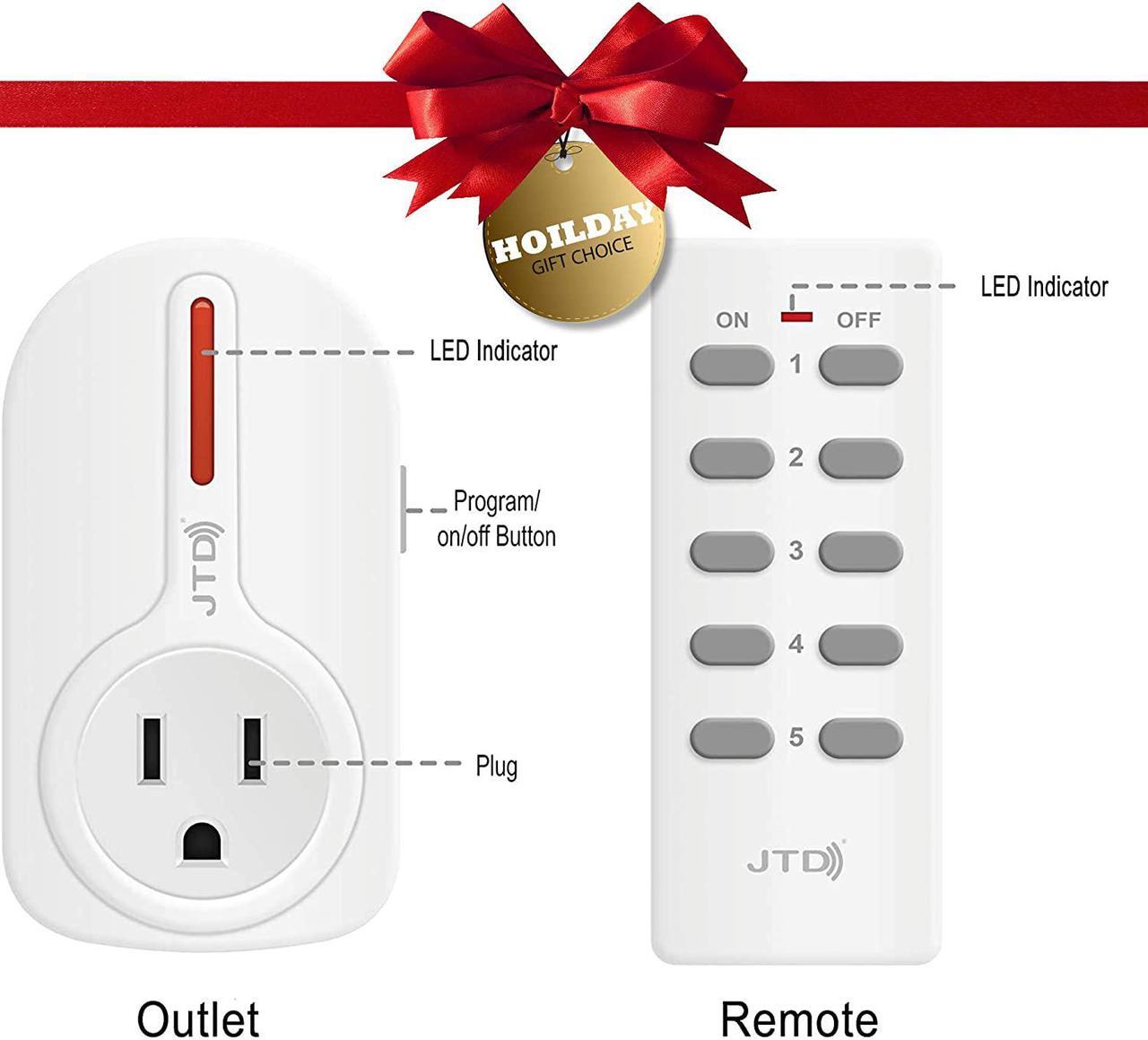 Alt view image 2 of 7 - JTD 5x2 Wireless Remote Control Electrical Outlet Switch Outlet Plug Switch with remotes for Household Appliances Lamps, Lighting & Electrical Equipment, Energy Saving Auto-programmable (5 Pack)