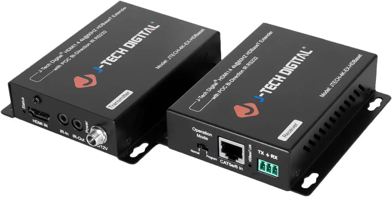 Alt view image 5 of 6 - J-Tech Digital 4K Ultra HD HDBaseT HDMI Extender Over Cat5e/6 Ethernet up to 230ft (1080P) 130ft (4K), Supports HDCP 2.2/1.4, RS232, Bi-Directional IR and PoC