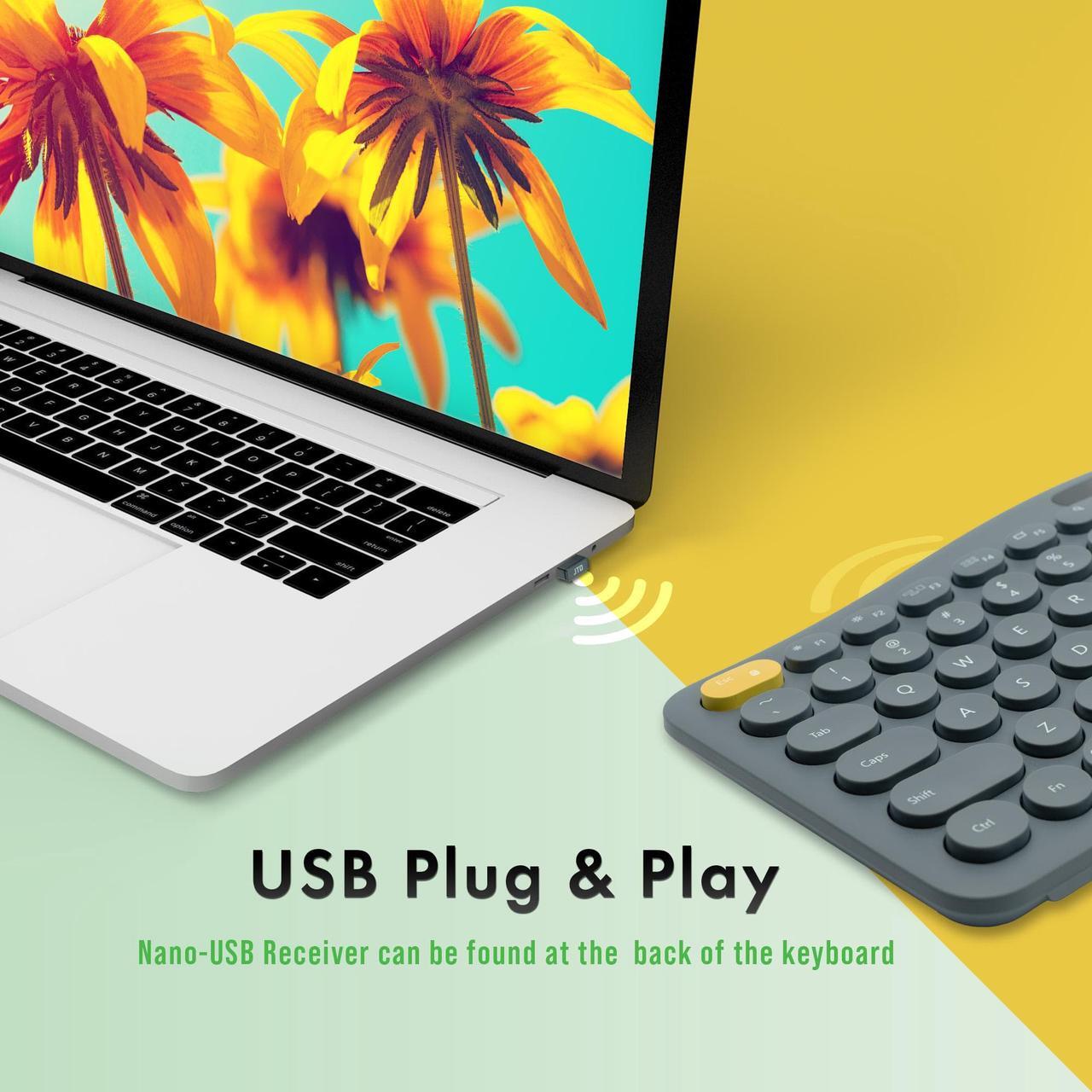 Alt view image 5 of 6 - Wireless Ergonomic Split Keyboard w/ Display Screen, Rechargeable Battery, Removable Wrist Rest | Supports Multi-Device, 12 Multimedia Keys Compatible with Windows/Mac/iPad by J-Tech Digital
