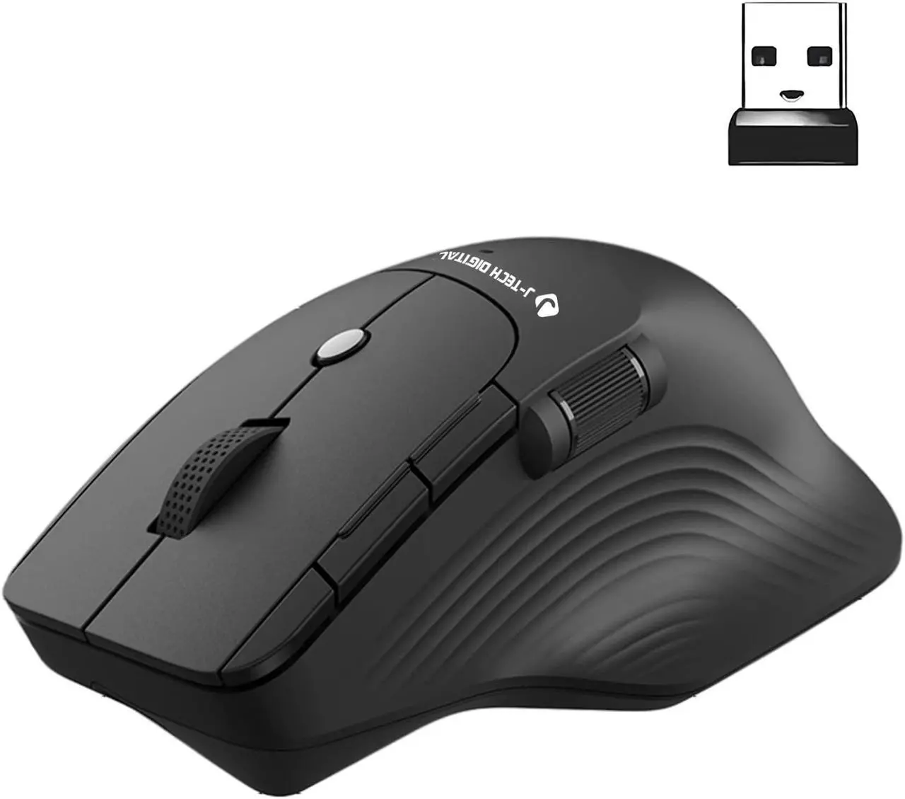 Main image of Wireless Ergonomic Mouse w/ Side Thumb Scroll Wheel | 3 Adjustable DPI (800/1200/1600) | Compatible w/ Windows, MAC, PC, Laptop by J-Tech Digital