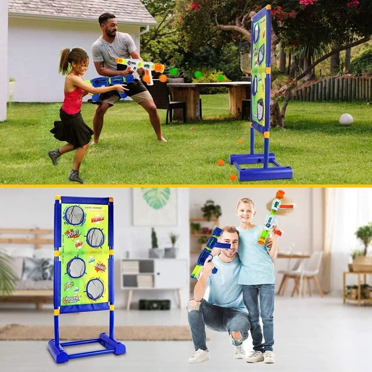 Alt view image 7 of 7 - 2pk Soft Foam Ball Popper Toys Guns and 30 Foam Balls with Self Moving Shooting Target | Fun Indoor & Outdoor Shooting Game Toy for for Boys and Girls