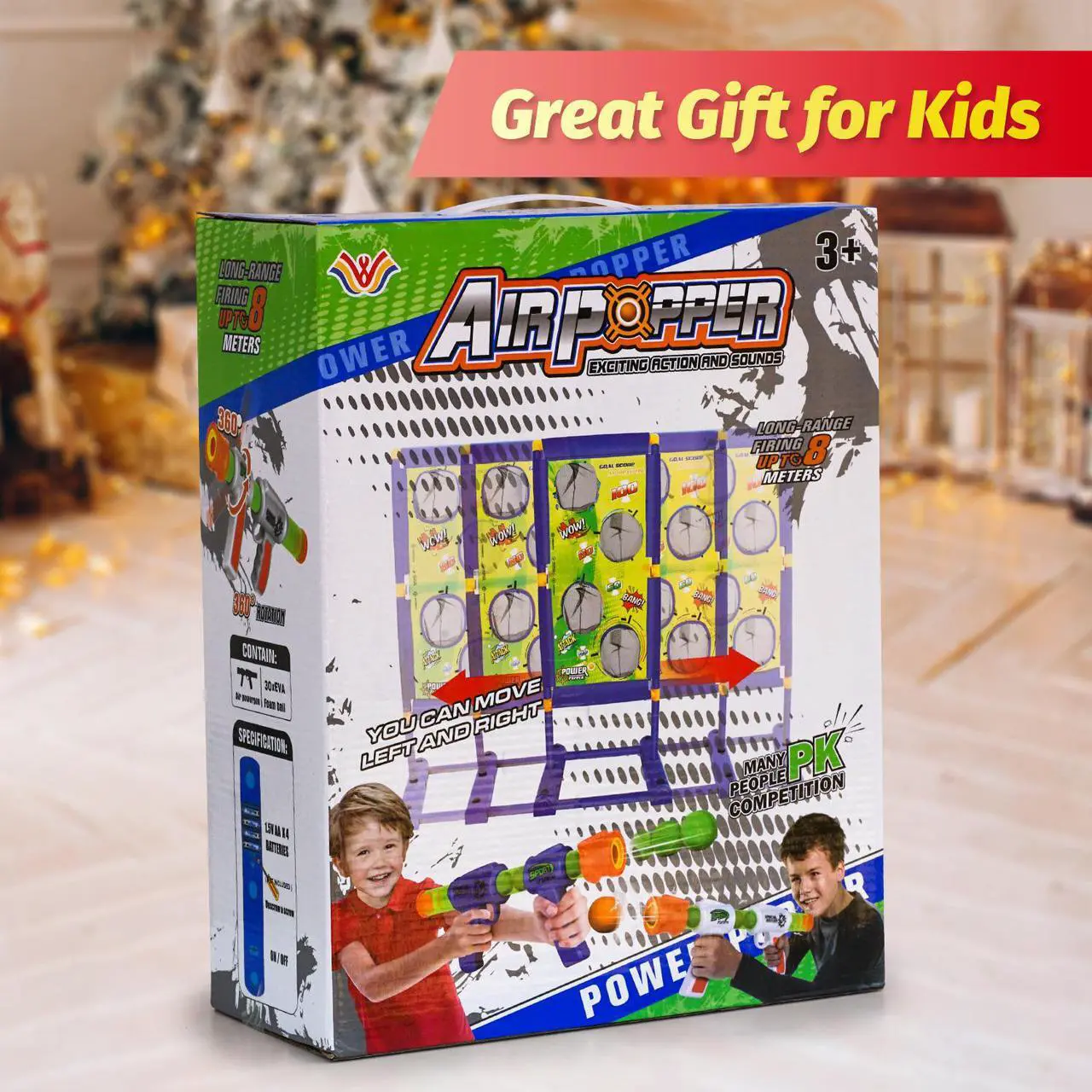 Alt view image 3 of 7 - 2pk Soft Foam Ball Popper Toys Guns and 30 Foam Balls with Self Moving Shooting Target | Fun Indoor & Outdoor Shooting Game Toy for for Boys and Girls