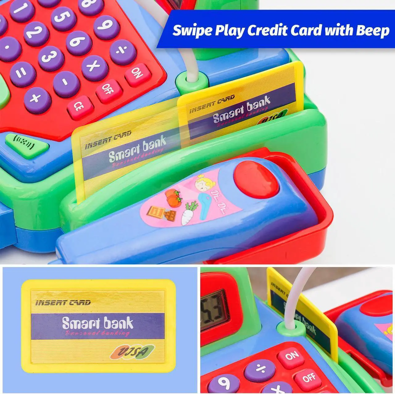 Alt view image 7 of 7 - AZToys 2815D Durable Pretend Play Electronic Cash Register Toy for Kids | Educational Toys Gifts Toddlers with Realistic Actions & Sounds