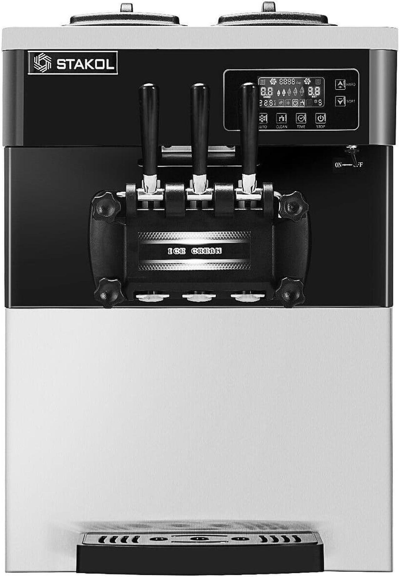 Alt view image 5 of 7 - STAKOL 2200W Commercial 3 Flavor Ice Cream Machine Stainless Steel 20-28L/H LCD Display