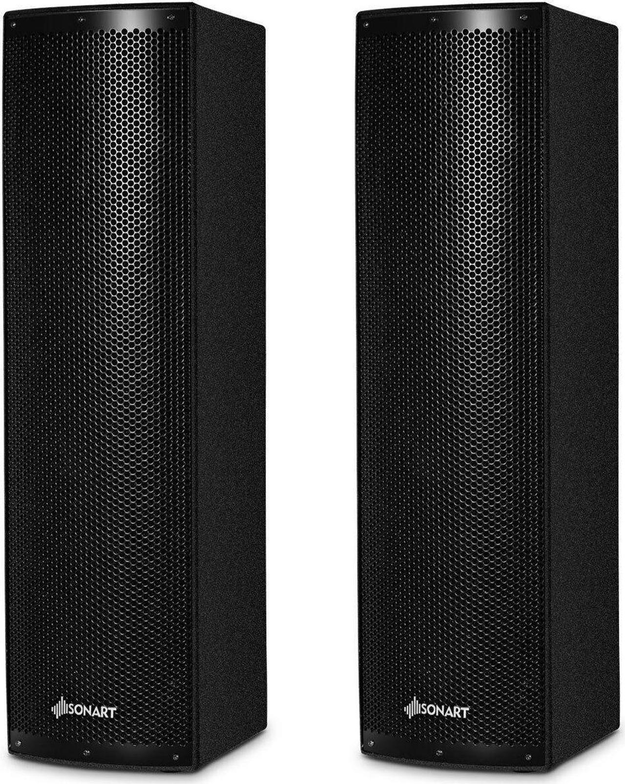 Alt view image 6 of 7 - Sonart 2000W Set of 2 Bi-Amplified Speakers PA System with 3-Channel & Stands