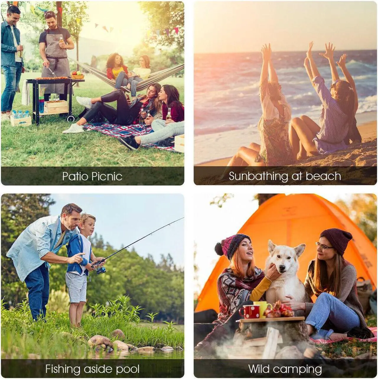 Alt view image 5 of 7 - Costway Portable Folding Picnic Double Chair W/Umbrella Table Cooler Beach Camping Chair