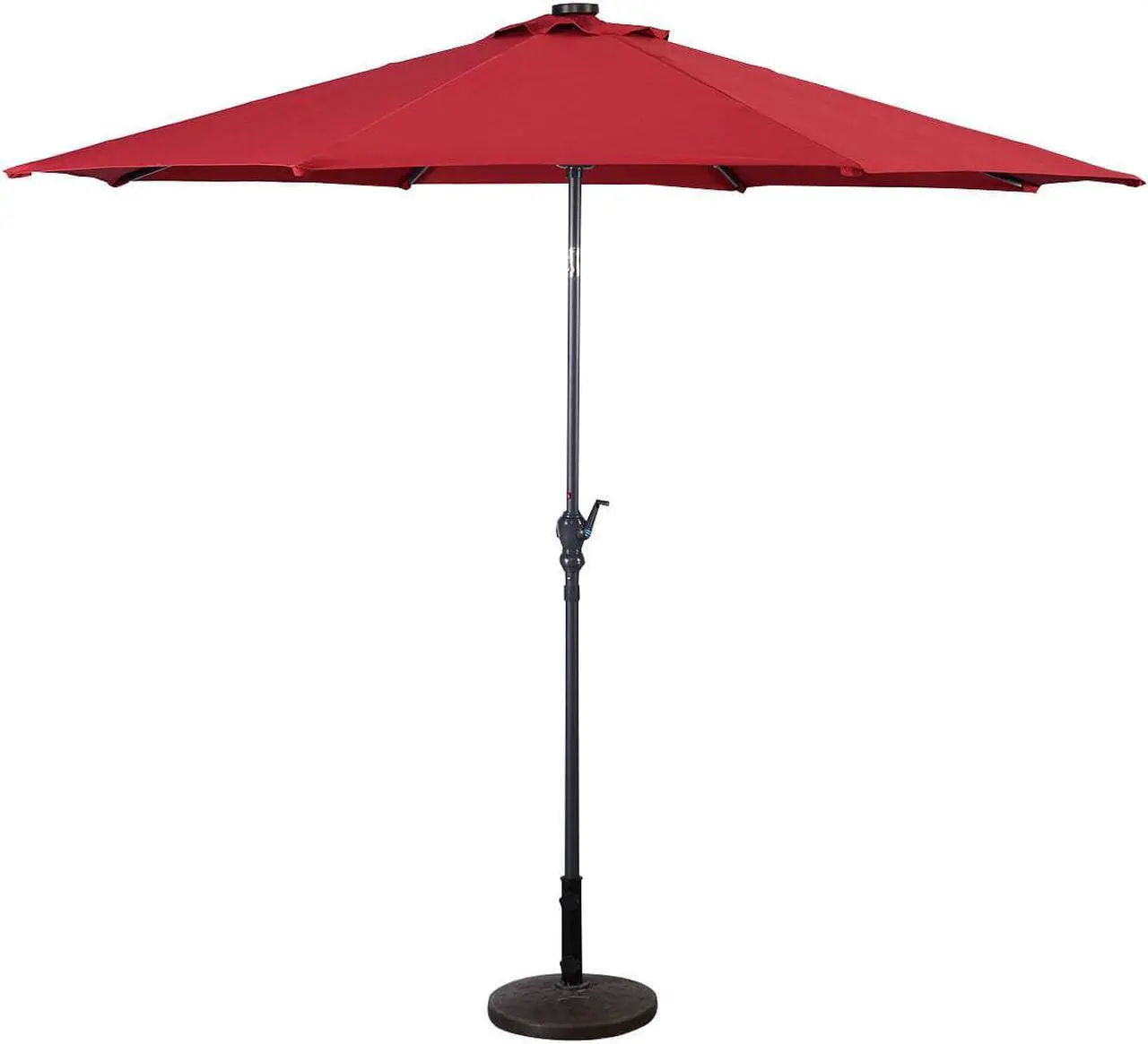 Alt view image 7 of 7 - Costway 10ft Patio Solar Umbrella LED Patio Market Steel Tilt W/ Crank (Burgundy)