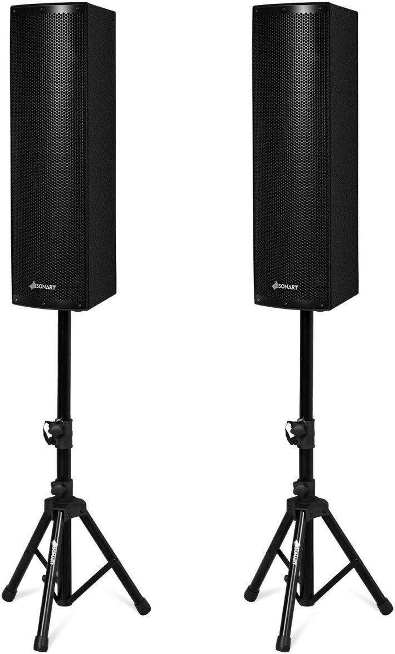 Alt view image 2 of 7 - Sonart 2000W Set of 2 Bi-Amplified Speakers PA System with 3-Channel & Stands