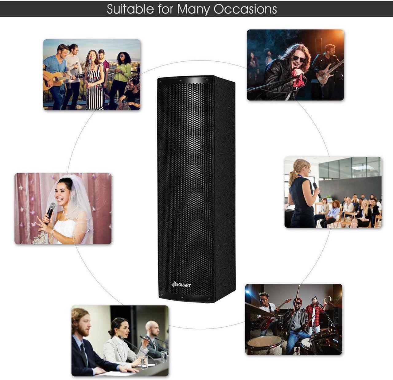 Alt view image 7 of 7 - Sonart 2000W Set of 2 Bi-Amplified Speakers PA System with 3-Channel & Stands