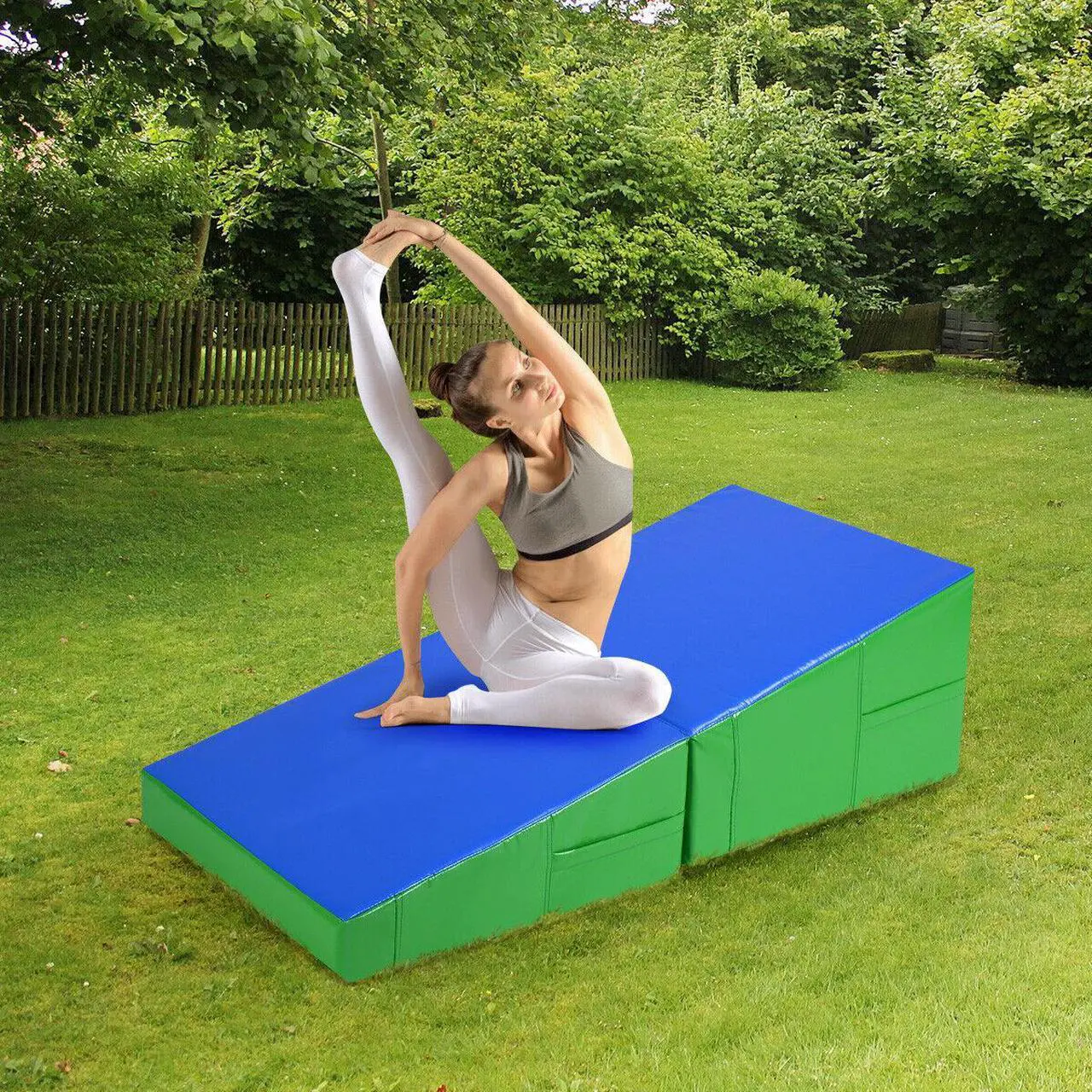 Alt view image 2 of 7 - Incline Gymnastics Mat Wedge Folding Gymnastics Gym Fitness Tumbling 48''x24''x14''