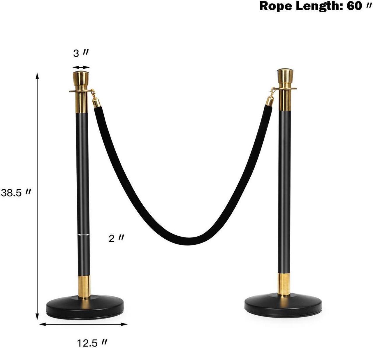 Alt view image 2 of 7 - 6Pcs Stanchion Posts Queue Pole Retractable 3 Velvet Ropes Crowd Control Barrier