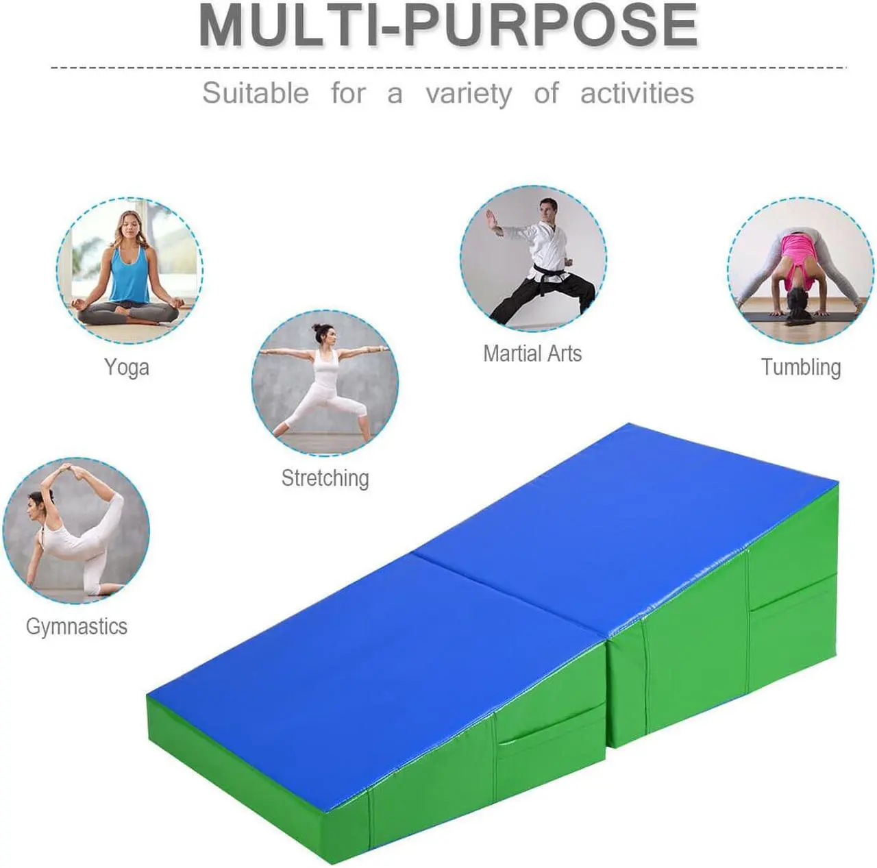 Alt view image 5 of 7 - Incline Gymnastics Mat Wedge Folding Gymnastics Gym Fitness Tumbling 48''x24''x14''