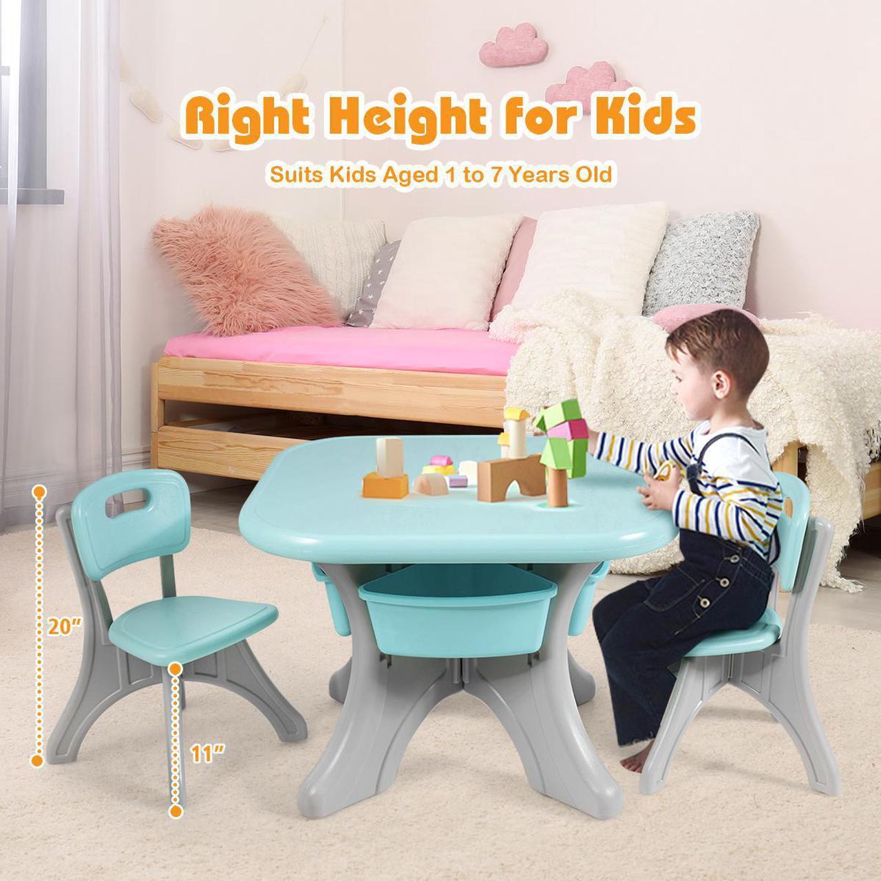 Alt view image 5 of 7 - Children Kids Activity Table & Chair Set Play Furniture W/Storage Outdoor/Indoor