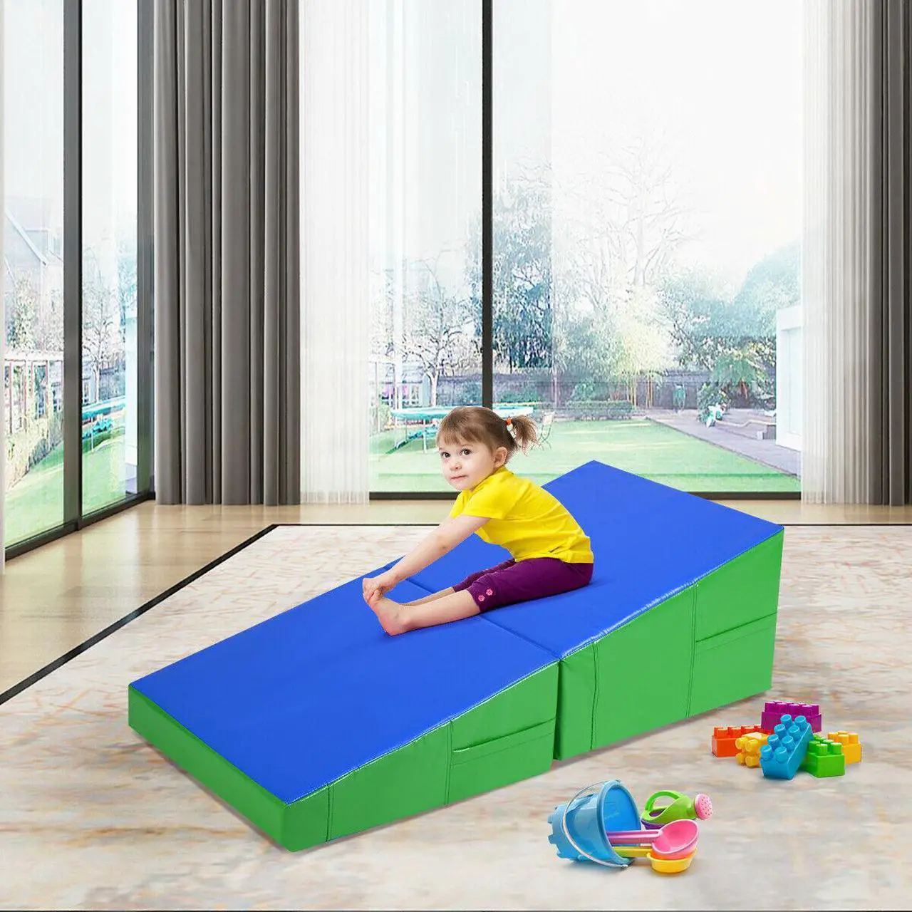 Alt view image 4 of 7 - Incline Gymnastics Mat Wedge Folding Gymnastics Gym Fitness Tumbling 48''x24''x14''