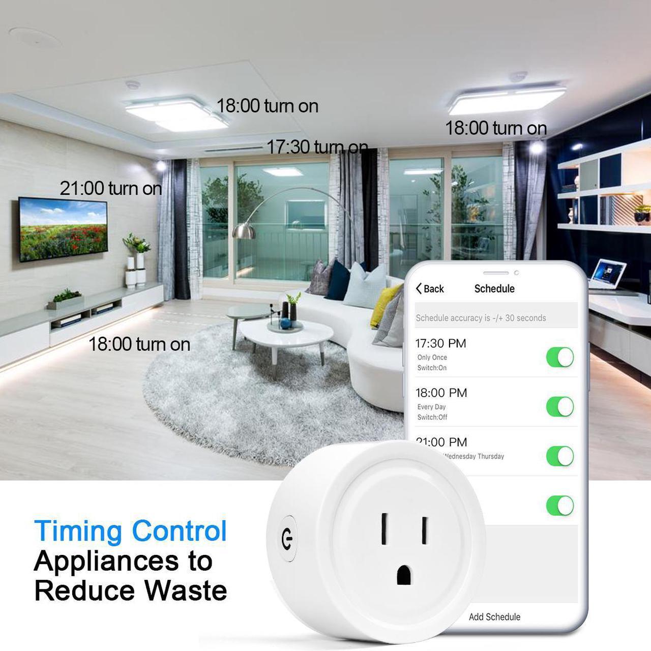 Alt view image 3 of 7 - Costway 4pcs Smart Sockets Mini Wifi Smart Plug Outlet Remote Home Appliances