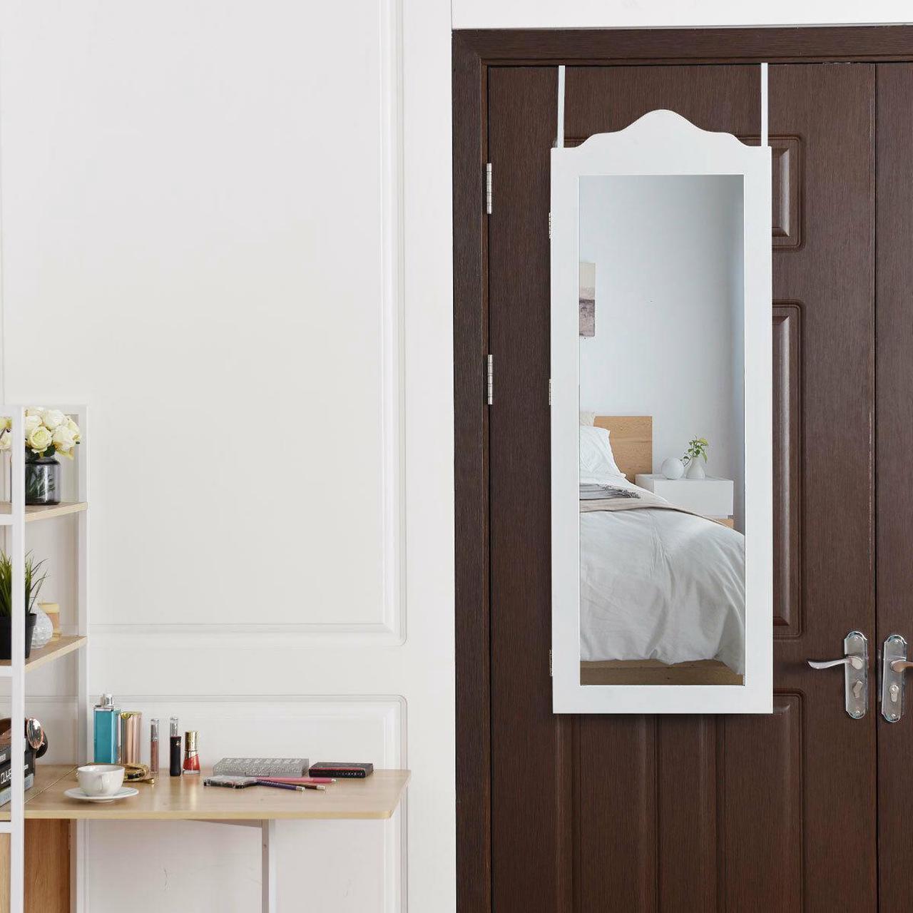 Alt view image 4 of 7 - Wall Door Mounted Mirrored Jewelry Cabinet Armoire Storage Organizer Home Decor